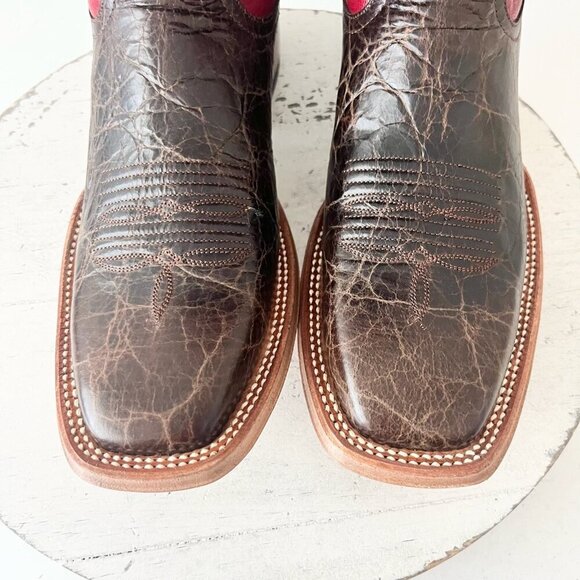 NEW Rod Patrick Mens Cowboy Boots 8 AA Brown Mocha Bison Square Toe Western - Picture 6 of 12